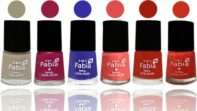 

Fabia Exclusive Nail Polish Tan-Cherry Blossom-Shock Blue-Salmon-Shock Orange Red-Orange(Pack of 6)
