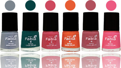 

Fabia Exclusive Nail Polish Wild Gray Yonder-Dark Green-Shock Pink-Sour Orange-Mauve Pink-Shock Pink Light(Pack of 6)