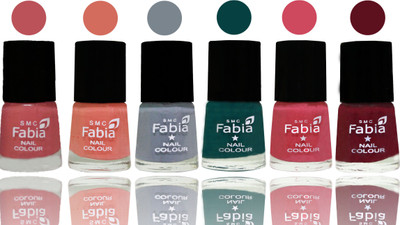 

Fabia Exclusive Nail Polish Bazooka Joe-Light Peach-Wild Gray Yonder-Dark Green-Shock Pink-Maroon(Pack of 6)