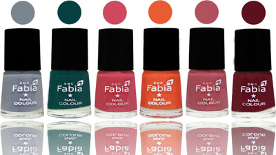 

Fabia Exclusive Nail Polish Wild Gray Yonder-Dark Green-Shock Pink-Sour Orange-Mauve Pink-Maroon(Pack of 6)