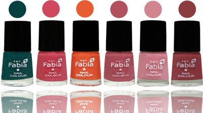 

Fabia Exclusive Nail Polish Dark Green-Shock Pink-Sour Orange-Mauve Pink-Rose-Dark Nude(Pack of 6)