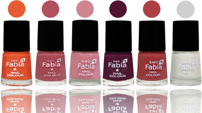 

Fabia Exclusive Nail Polish Sour Orange-Mauve Pink-Rose-Boysenberry-Peach-White(Pack of 6)