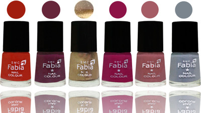 

Fabia Exclusive Nail Polish Shock Orange Red-Mulberry-Gold-Raspberry-Lip-Wild Gray Yonder(Pack of 6)
