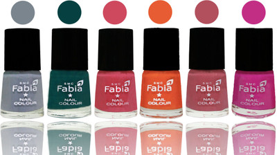 

Fabia Exclusive Nail Polish Wild Gray Yonder-Dark Green-Shock Pink-Sour Orange-Mauve Pink-Pink Pink(Pack of 6)
