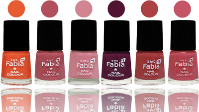 

Fabia Exclusive Nail Polish Sour Orange-Mauve Pink-Rose-Boysenberry-Peach-Light Pink(Pack of 6)