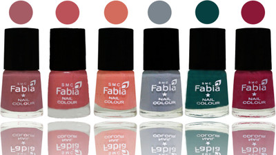 

Fabia Exclusive Nail Polish Lip-Bazooka Joe-Light Peach-Wild Gray Yonder-Dark Green-Pure Wine(Pack of 6)