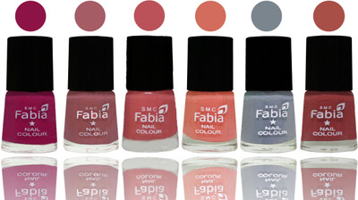 

Fabia Exclusive Nail Polish Raspberry-Lip-Bazooka Joe-Light Peach-Wild Gray Yonder-Dark Peach(Pack of 6)