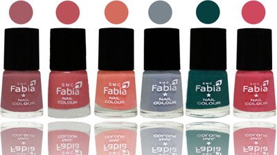 

Fabia Exclusive Nail Polish Lip-Bazooka Joe-Light Peach-Wild Gray Yonder-Dark Green-Shock Pink(Pack of 6)