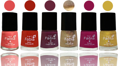 

Fabia Exclusive Nail Polish Salmon-Shock Orange Red-Mulberry-Gold-Raspberry-Mattis Gold(Pack of 6)