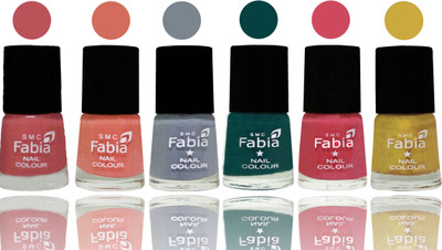 

Fabia Exclusive Nail Polish Bazooka Joe-Light Peach-Wild Gray Yonder-Dark Green-Shock Pink-Mattis Gold(Pack of 6)