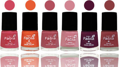 

Fabia Exclusive Nail Polish Shock Pink-Sour Orange-Mauve Pink-Rose-Boysenberry-Dark Nude(Pack of 6)
