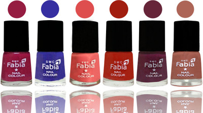 

Fabia Exclusive Nail Polish Cherry Blossom-Shock Blue-Salmon-Shock Orange Red-Mulberry-Coral(Pack of 6)