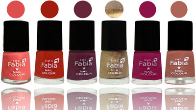 

Fabia Exclusive Nail Polish Salmon-Shock Orange Red-Mulberry-Gold-Raspberry-Coral(Pack of 6)