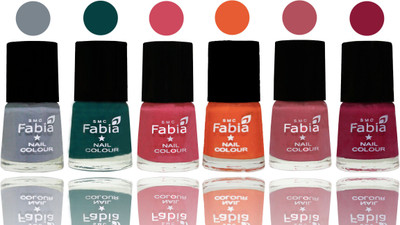 

Fabia Exclusive Nail Polish Wild Gray Yonder-Dark Green-Shock Pink-Sour Orange-Mauve Pink-Pure Wine(Pack of 6)
