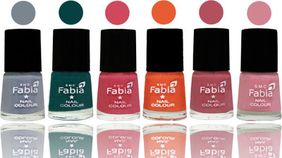 

Fabia Exclusive Nail Polish Wild Gray Yonder-Dark Green-Shock Pink-Sour Orange-Mauve Pink-Rose(Pack of 6)