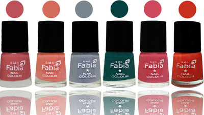 

Fabia Exclusive Nail Polish Bazooka Joe-Light Peach-Wild Gray Yonder-Dark Green-Shock Pink-Orange(Pack of 6)
