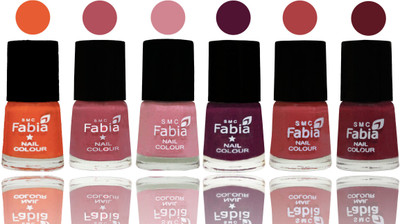 

Fabia Exclusive Nail Polish Sour Orange-Mauve Pink-Rose-Boysenberry-Peach-Jam(Pack of 6)