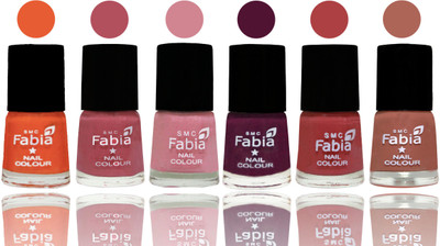 

Fabia Exclusive Nail Polish Sour Orange-Mauve Pink-Rose-Boysenberry-Peach-Coral(Pack of 6)