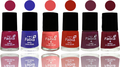 

Fabia Exclusive Nail Polish Cherry Blossom-Shock Blue-Salmon-Shock Orange Red-Mulberry-Maroon(Pack of 6)