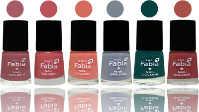 

Fabia Exclusive Nail Polish Lip-Bazooka Joe-Light Peach-Wild Gray Yonder-Dark Green-Dark Peach(Pack of 6)