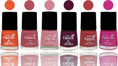 

Fabia Exclusive Nail Polish Sour Orange-Mauve Pink-Rose-Boysenberry-Peach-Pink Pink(Pack of 6)