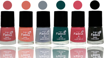 

Fabia Exclusive Nail Polish Bazooka Joe-Light Peach-Wild Gray Yonder-Dark Green-Shock Pink-Black(Pack of 6)