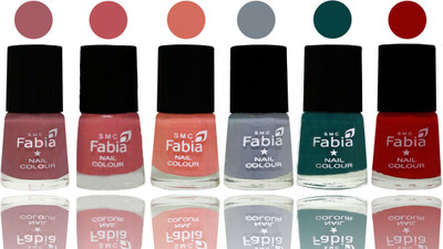 

Fabia Exclusive Nail Polish Lip-Bazooka Joe-Light Peach-Wild Gray Yonder-Dark Green-Red(Pack of 6)