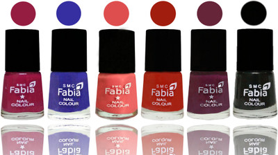 

Fabia Exclusive Nail Polish Cherry Blossom-Shock Blue-Salmon-Shock Orange Red-Mulberry-Black(Pack of 6)