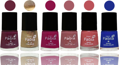 

Fabia Exclusive Nail Polish Mulberry-Gold-Raspberry-Lip-Bazooka Joe-Shock Blue Dark(Pack of 6)
