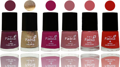 

Fabia Exclusive Nail Polish Mulberry-Gold-Raspberry-Lip-Bazooka Joe-Reddish Red(Pack of 6)