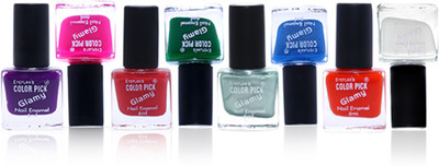 

Eyeflax's Colorpick Glamy Nail Enamel Combo of 8 Multi Color(Pack of 8)