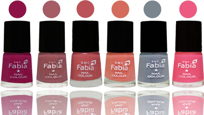

Fabia Exclusive Nail Polish Raspberry-Lip-Bazooka Joe-Light Peach-Wild Gray Yonder-Shock Pink Light(Pack of 6)