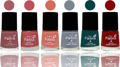 

Fabia Exclusive Nail Polish Lip-Bazooka Joe-Light Peach-Wild Gray Yonder-Dark Green-Bold Red(Pack of 6)