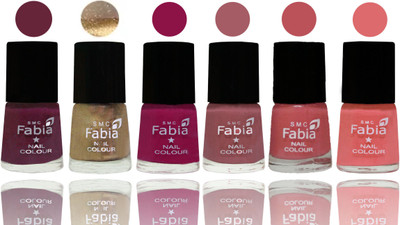 

Fabia Exclusive Nail Polish Mulberry-Gold-Raspberry-Lip-Bazooka Joe-Baby Pink(Pack of 6)