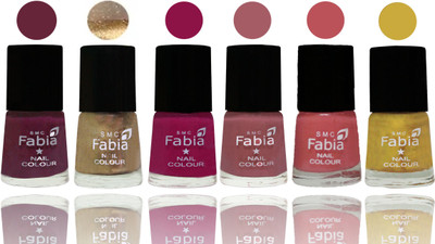 

Fabia Exclusive Nail Polish Mulberry-Gold-Raspberry-Lip-Bazooka Joe-Mattis Gold(Pack of 6)