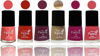 

Fabia Exclusive Nail Polish Salmon-Shock Orange Red-Mulberry-Gold-Raspberry-Strawberry(Pack of 6)