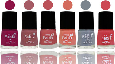 

Fabia Exclusive Nail Polish Raspberry-Lip-Bazooka Joe-Light Peach-Wild Gray Yonder-Strawberry(Pack of 6)