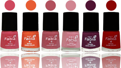 

Fabia Exclusive Nail Polish Shock Pink-Sour Orange-Mauve Pink-Rose-Boysenberry-Red(Pack of 6)