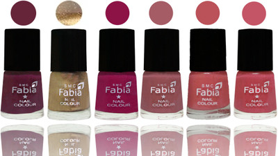 

Fabia Exclusive Nail Polish Mulberry-Gold-Raspberry-Lip-Bazooka Joe-Light Pink(Pack of 6)