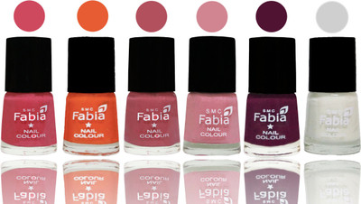 

Fabia Exclusive Nail Polish Shock Pink-Sour Orange-Mauve Pink-Rose-Boysenberry-White(Pack of 6)