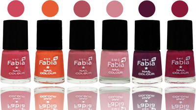 

Fabia Exclusive Nail Polish Shock Pink-Sour Orange-Mauve Pink-Rose-Boysenberry-Pure Wine(Pack of 6)