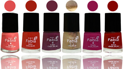 

Fabia Exclusive Nail Polish Salmon-Shock Orange Red-Mulberry-Gold-Raspberry-Bold Red(Pack of 6)