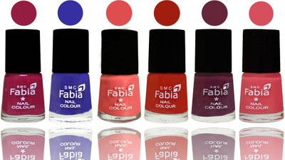 

Fabia Exclusive Nail Polish Cherry Blossom-Shock Blue-Salmon-Shock Orange Red-Mulberry-Punch Pink(Pack of 6)