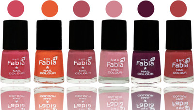 

Fabia Exclusive Nail Polish Shock Pink-Sour Orange-Mauve Pink-Rose-Boysenberry-Peach(Pack of 6)