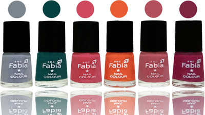 

Fabia Exclusive Nail Polish Wild Gray Yonder-Dark Green-Shock Pink-Sour Orange-Mauve Pink-Dark Magenta(Pack of 6)