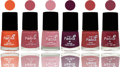 

Fabia Exclusive Nail Polish Sour Orange-Mauve Pink-Rose-Boysenberry-Peach-Wine Red(Pack of 6)