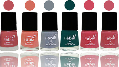 

Fabia Exclusive Nail Polish Bazooka Joe-Light Peach-Wild Gray Yonder-Dark Green-Shock Pink-Light Pink(Pack of 6)