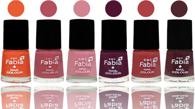 

Fabia Exclusive Nail Polish Sour Orange-Mauve Pink-Rose-Boysenberry-Peach-Wine(Pack of 6)
