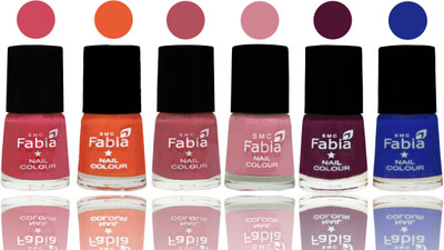 

Fabia Exclusive Nail Polish Shock Pink-Sour Orange-Mauve Pink-Rose-Boysenberry-Shock Blue Dark(Pack of 6)