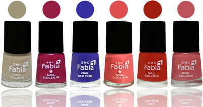 

Fabia Exclusive Nail Polish Tan-Cherry Blossom-Shock Blue-Salmon-Shock Orange Red-Bazooka Joe(Pack of 6)